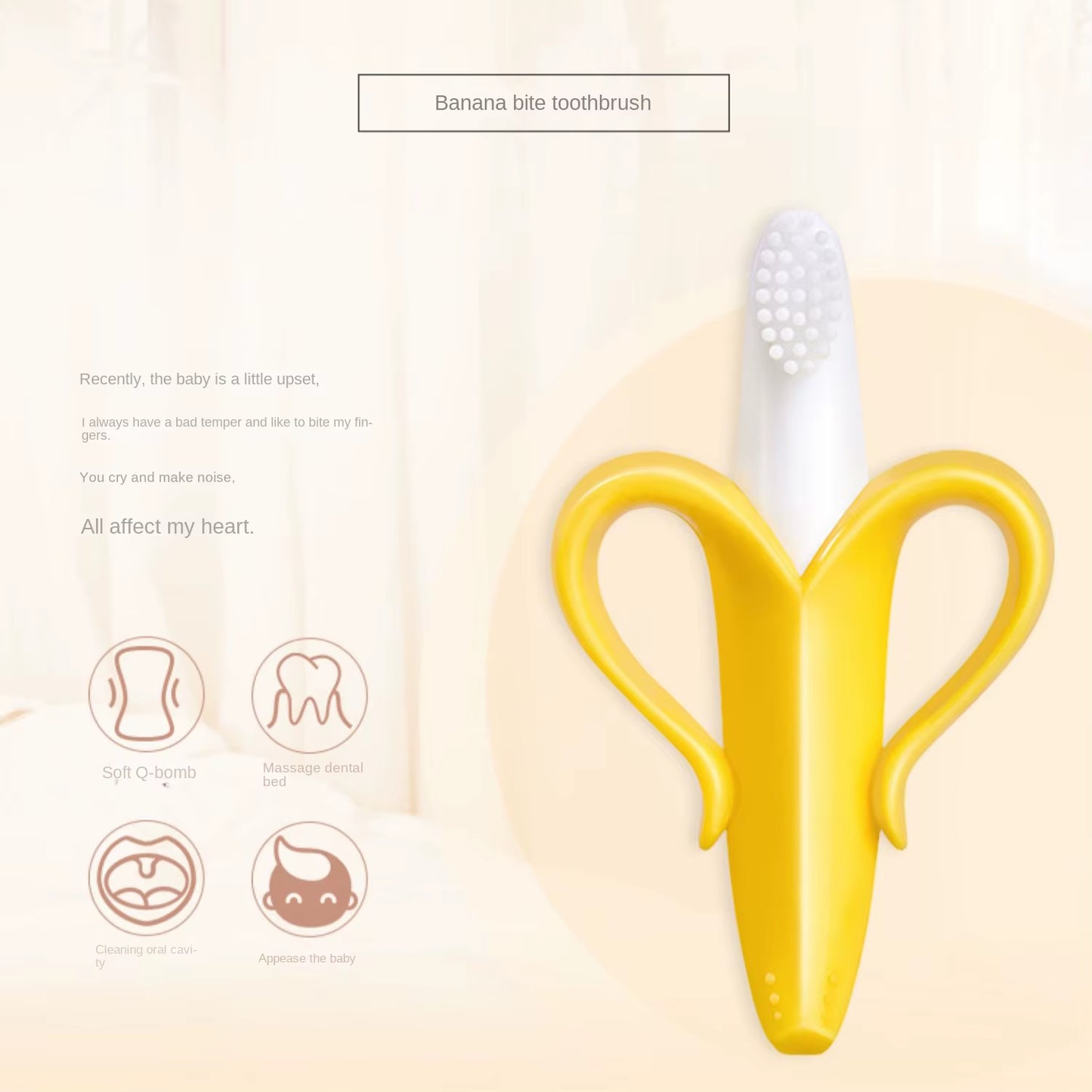 Banana Shape Safe Toddle Silicone Teether Training Toothbrush BPA Free