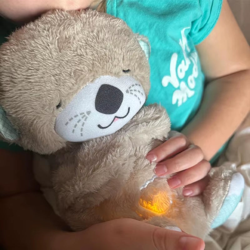 Baby Breath Baby Bear Soothes Otter Plush Toy Doll Toy Child Soothing Music Sleep Companion Sound and Light Doll Toy Gifts