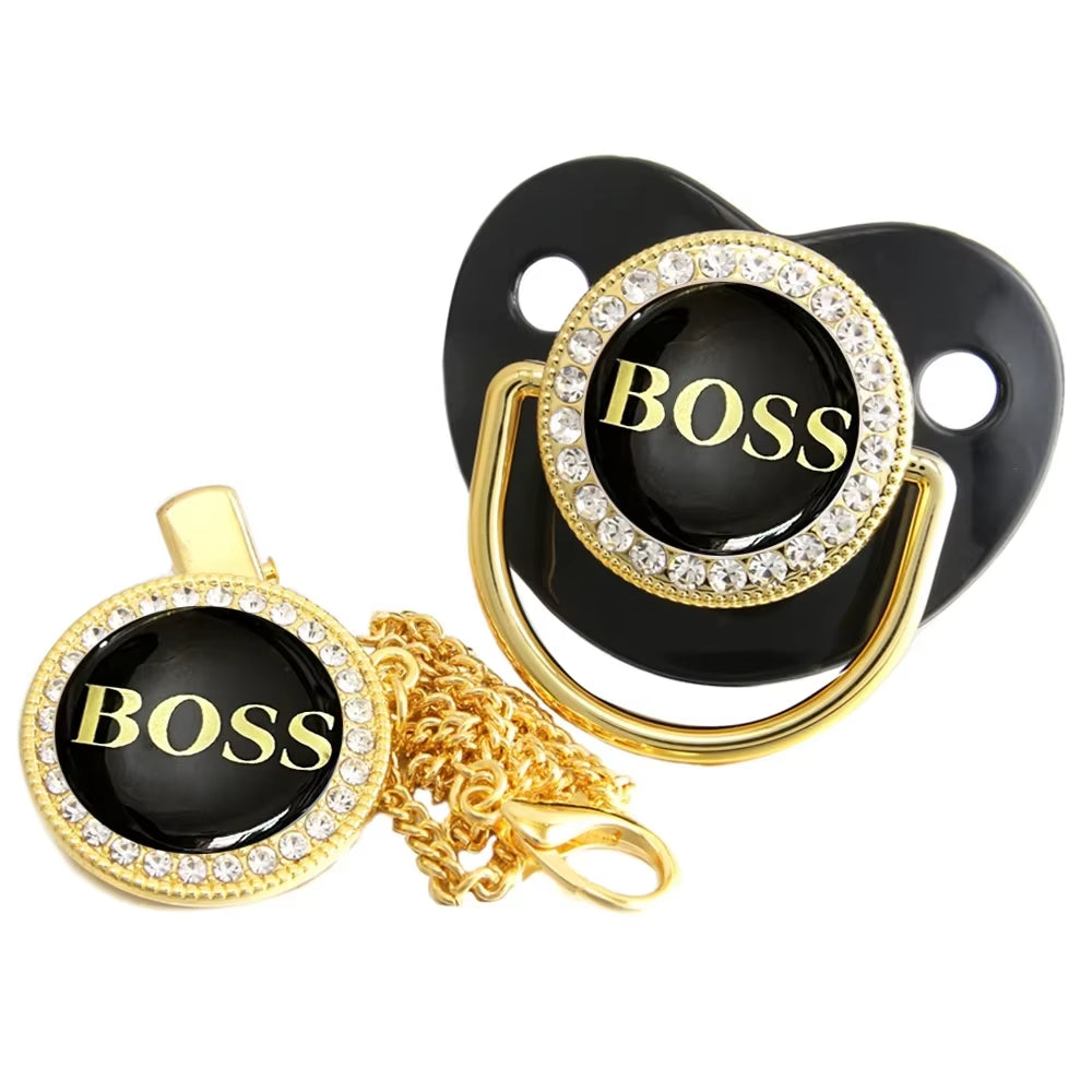 Baby Pacifier with Chain Clip Newborn BPA Free Luxury Bling Pacifier Silicone