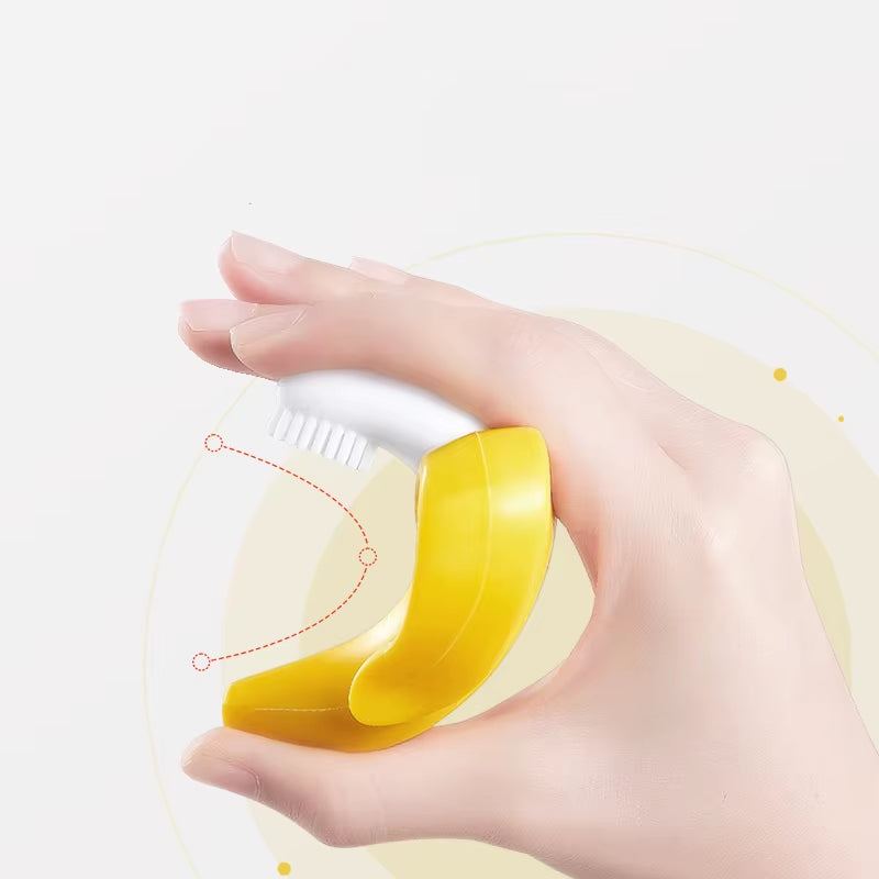 Banana Shape Safe Toddle Silicone Teether Training Toothbrush BPA Free
