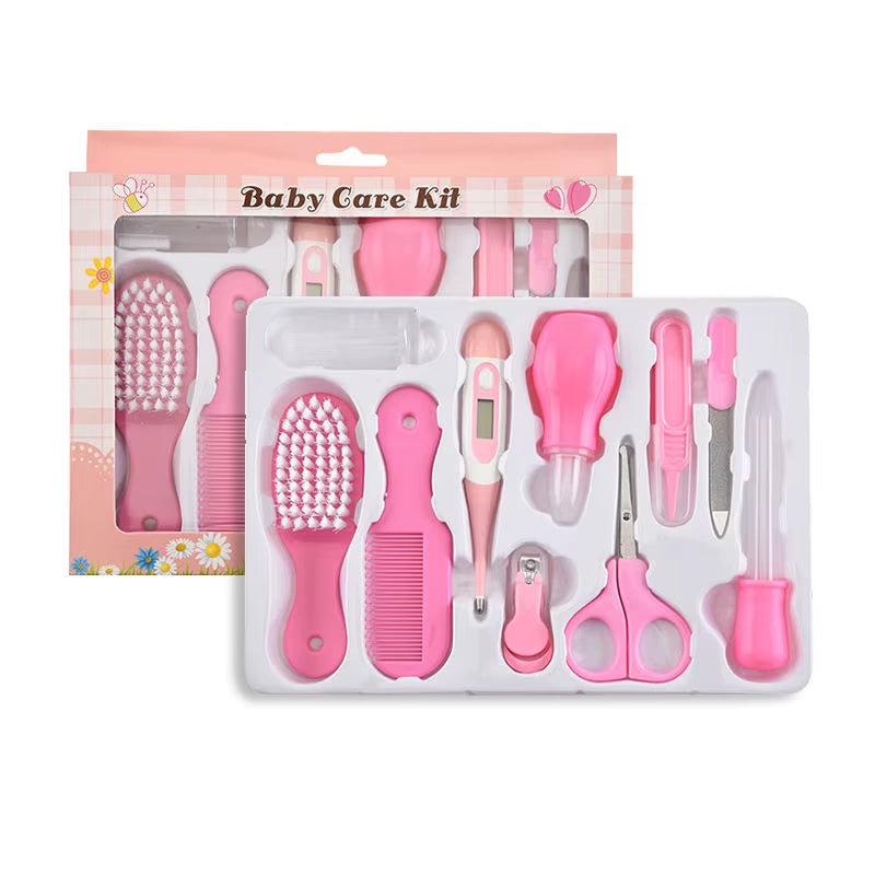 10pcs/Set Baby Health Care Kit Kids Nail Hair Health Care Thermometer Grooming Brush Clipper Teether Toothbrush Baby Essentials