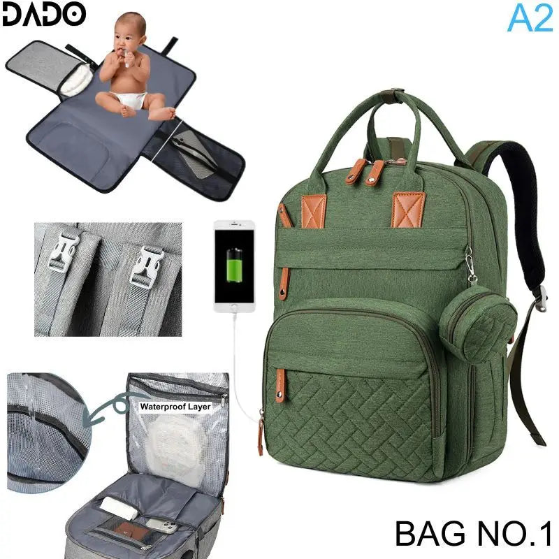 Diaper Bag Backpack Baby Essentials Travel Tote Multifunction Waterproof with Changing Station Pad Stroller Straps