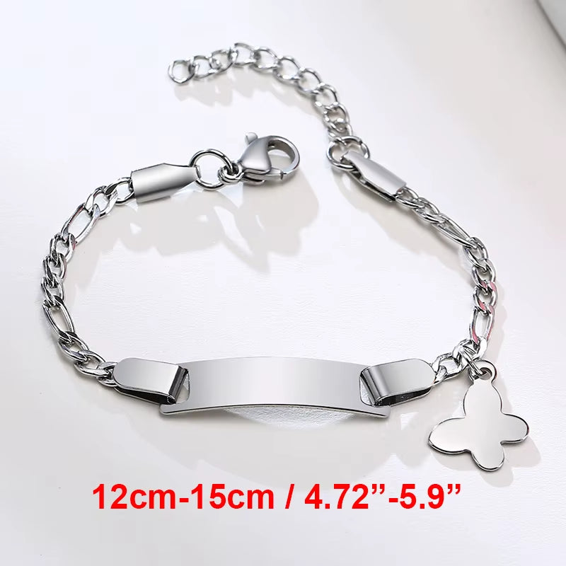 Custom Personalize Girls Name Baby Bracelet, anti Allergy Stainless Steel Chain Adjustable, Baptism Gifts to Girls Boys