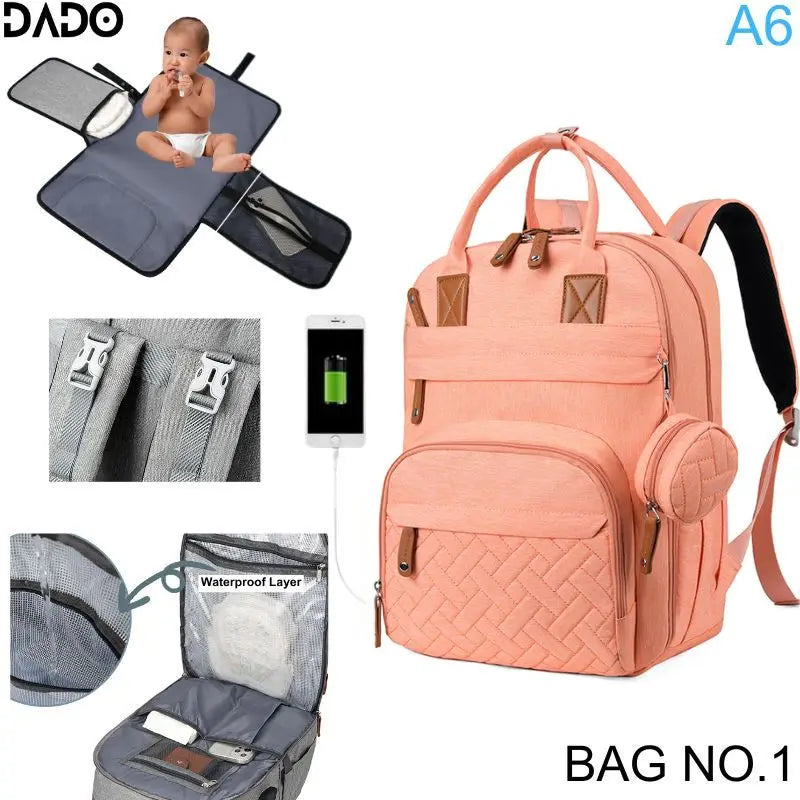Diaper Bag Backpack Baby Essentials Travel Tote Multifunction Waterproof with Changing Station Pad Stroller Straps