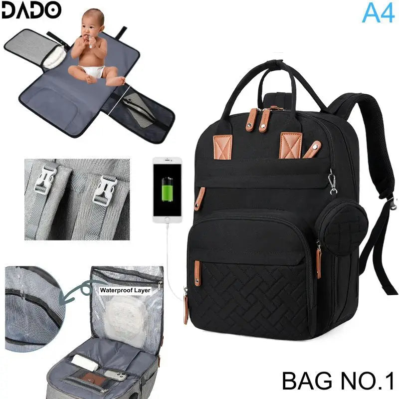 Diaper Bag Backpack Baby Essentials Travel Tote Multifunction Waterproof with Changing Station Pad Stroller Straps