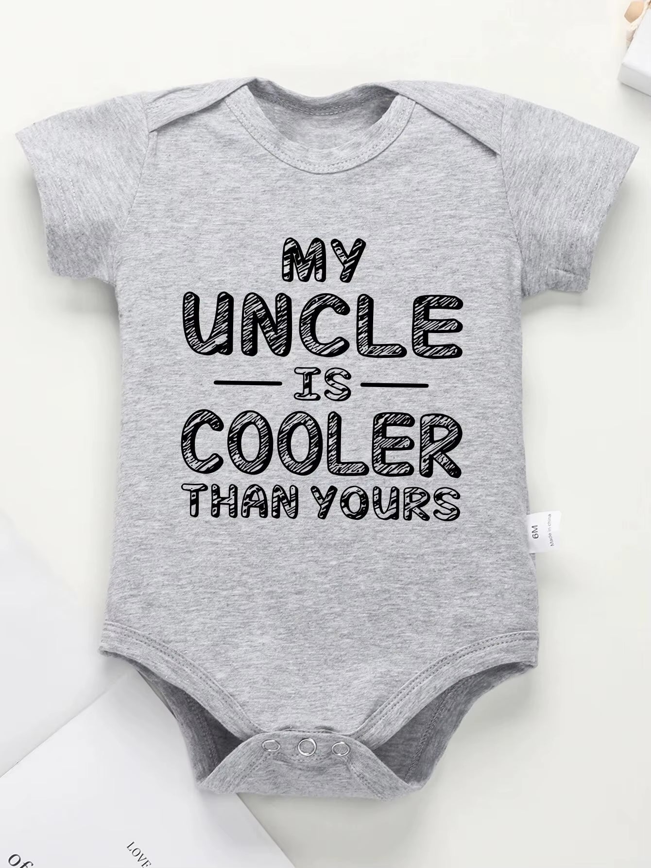 Cute Newborn Gift Cotton Baby Boys and Girls Clothes My Uncle Is Cooler than Yours Print Funny Infant Onesie