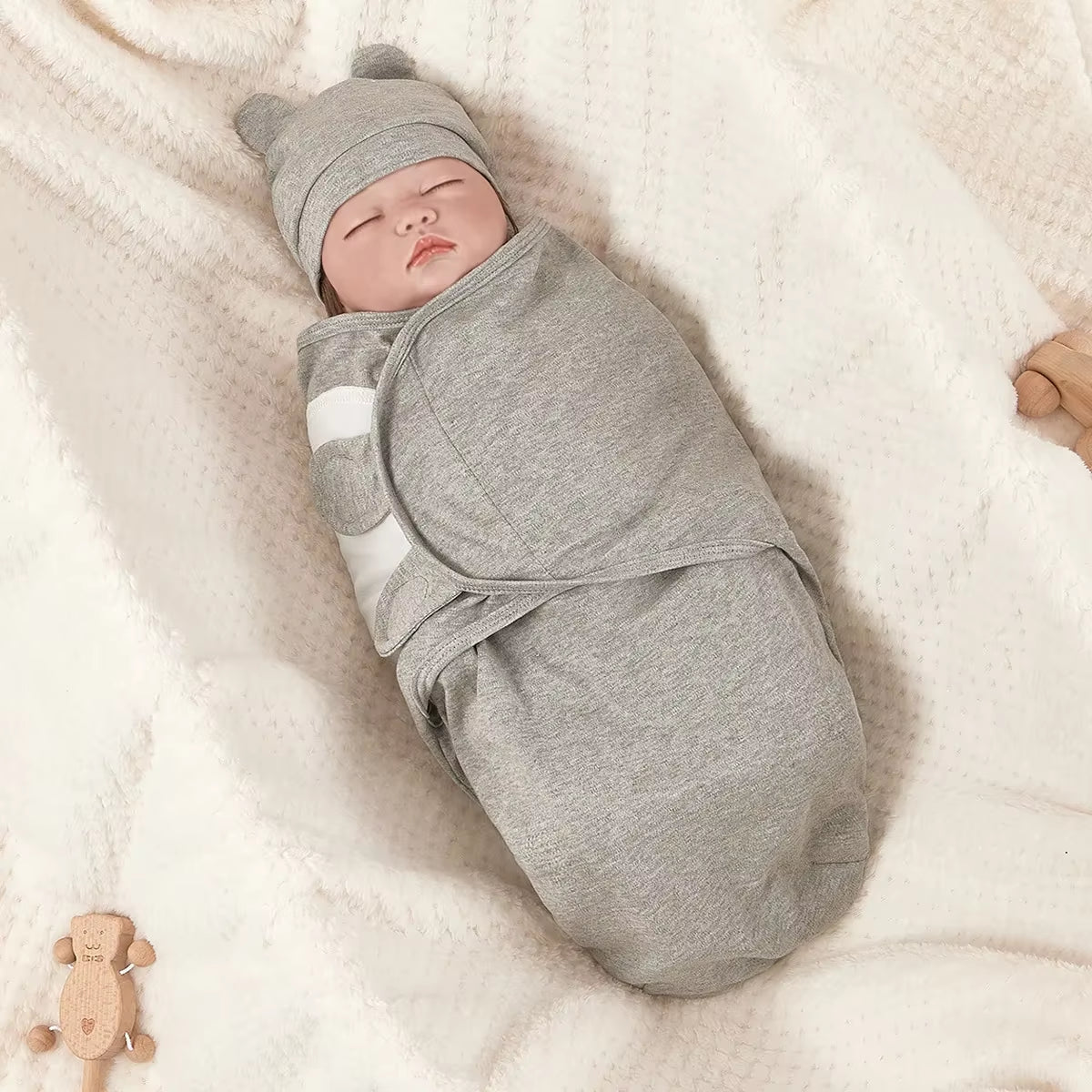 Baby Anti-Shock Swaddle Cotton Printed Baby Wrap Two-Piece Blanket Suitable for 0-3 Months