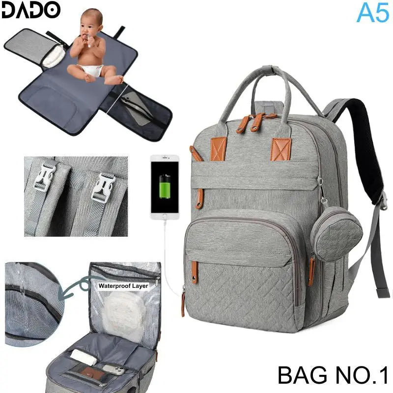 Diaper Bag Backpack Baby Essentials Travel Tote Multifunction Waterproof with Changing Station Pad Stroller Straps