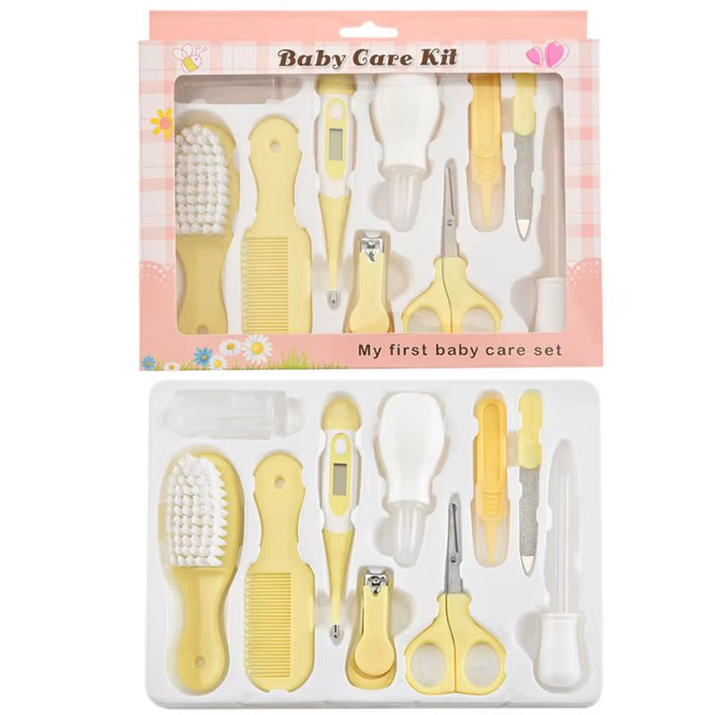 10pcs/Set Baby Health Care Kit Kids Nail Hair Health Care Thermometer Grooming Brush Clipper Teether Toothbrush Baby Essentials