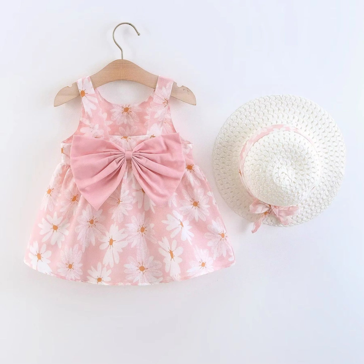 Girls Dress Floral Print Little Fresh Everyday Sweet Princess Dress with Bow 9M-3 Years Old