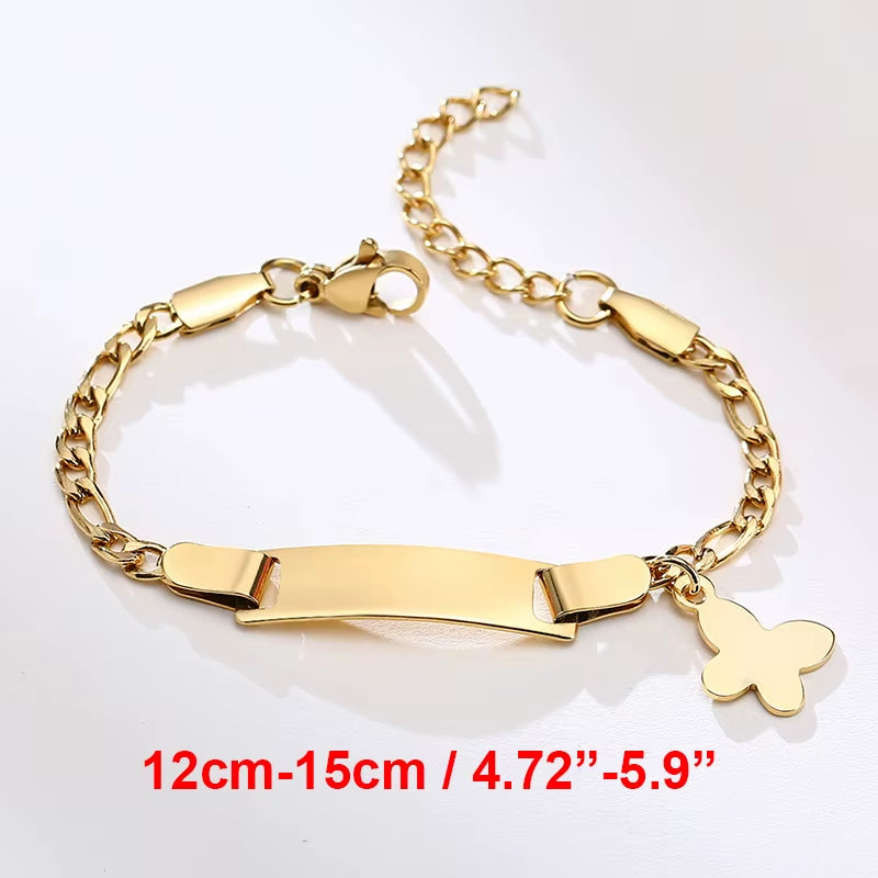 Custom Personalize Girls Name Baby Bracelet, anti Allergy Stainless Steel Chain Adjustable, Baptism Gifts to Girls Boys