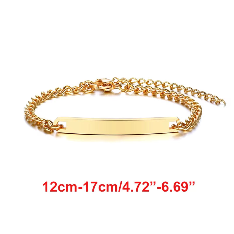 Custom Personalize Girls Name Baby Bracelet, anti Allergy Stainless Steel Chain Adjustable, Baptism Gifts to Girls Boys