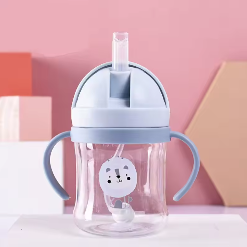 250ml Cute Cartoon Baby Bottle Mug Animal Pattern Training Cup Non-Leak