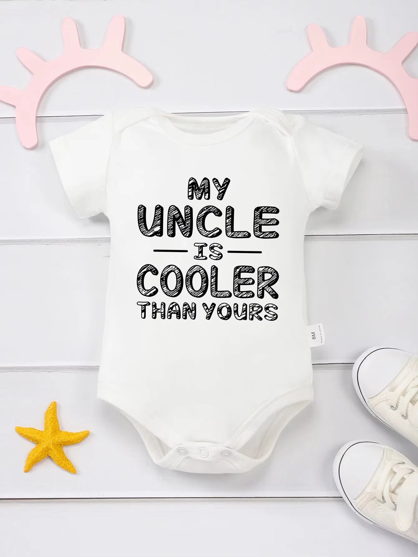 Cute Newborn Gift Cotton Baby Boys and Girls Clothes My Uncle Is Cooler than Yours Print Funny Infant Onesie