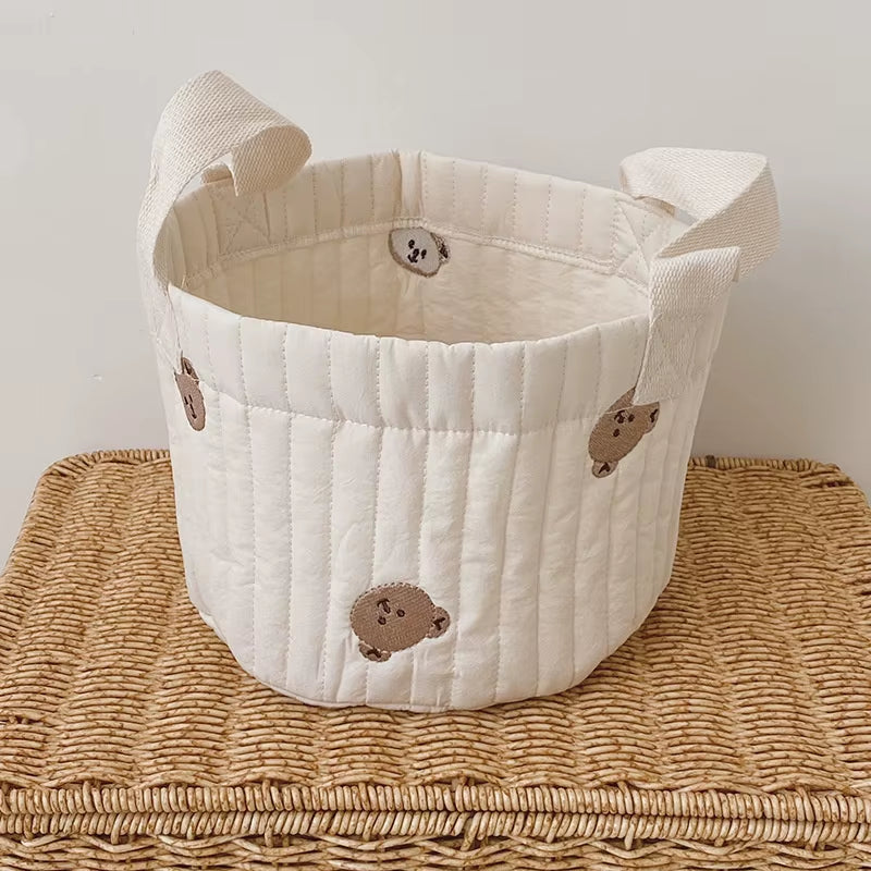 Storage Baskets, Bottles, Towels, Toys, Baby Clothes. Decorative Organizer Bins Tote Bag Handbag with Embroidery