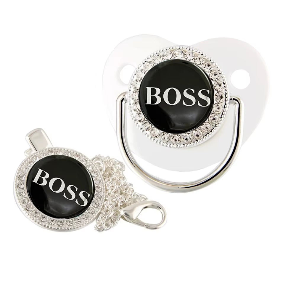 Baby Pacifier with Chain Clip Newborn BPA Free Luxury Bling Pacifier Silicone