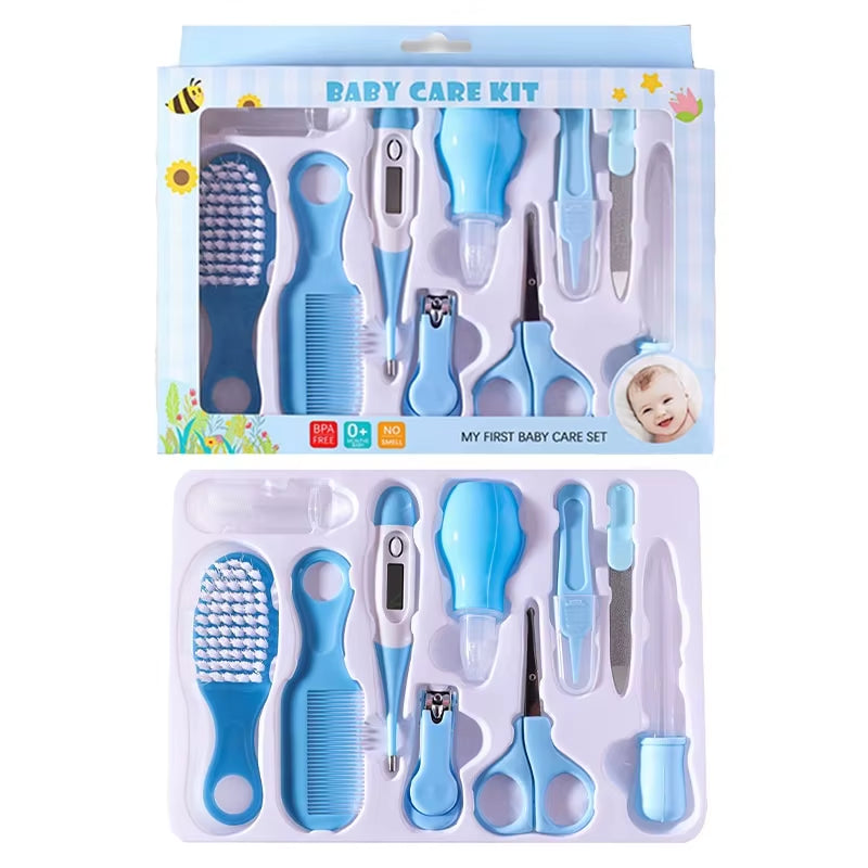 10pcs/Set Baby Health Care Kit Kids Nail Hair Health Care Thermometer Grooming Brush Clipper Teether Toothbrush Baby Essentials
