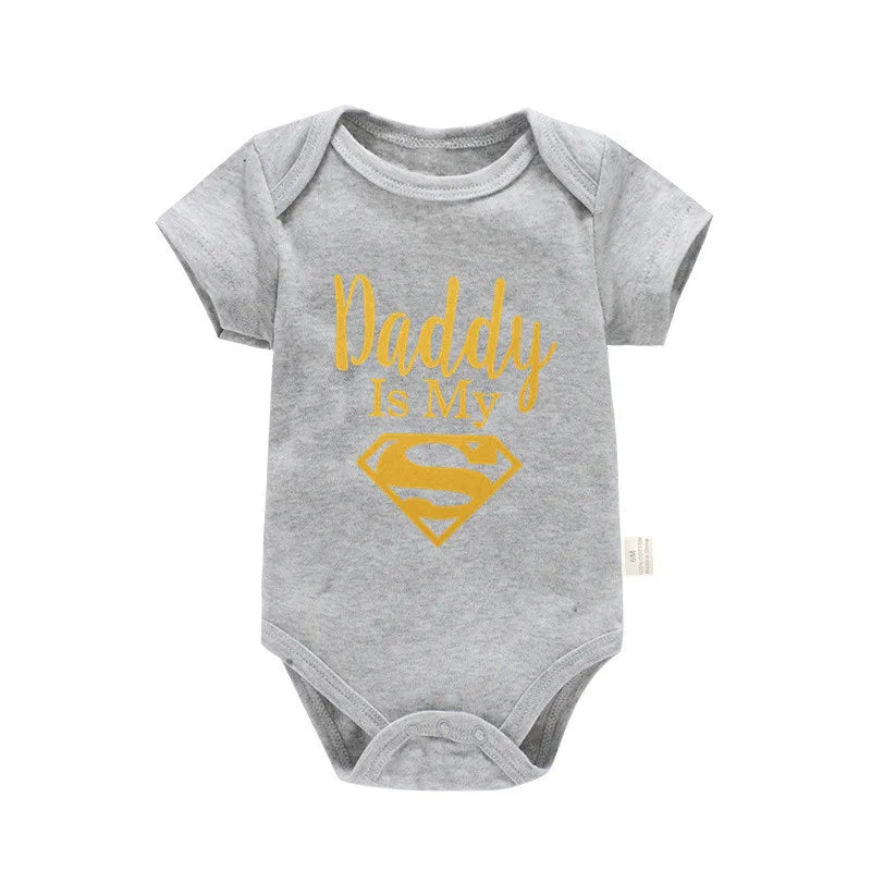 Baby Romper Newborn Baby Boys Girls Clothes Gold Daddy Is My Hero Funny Print Infant Baby Jumpsuit Cute Casual Baby Bodysuit