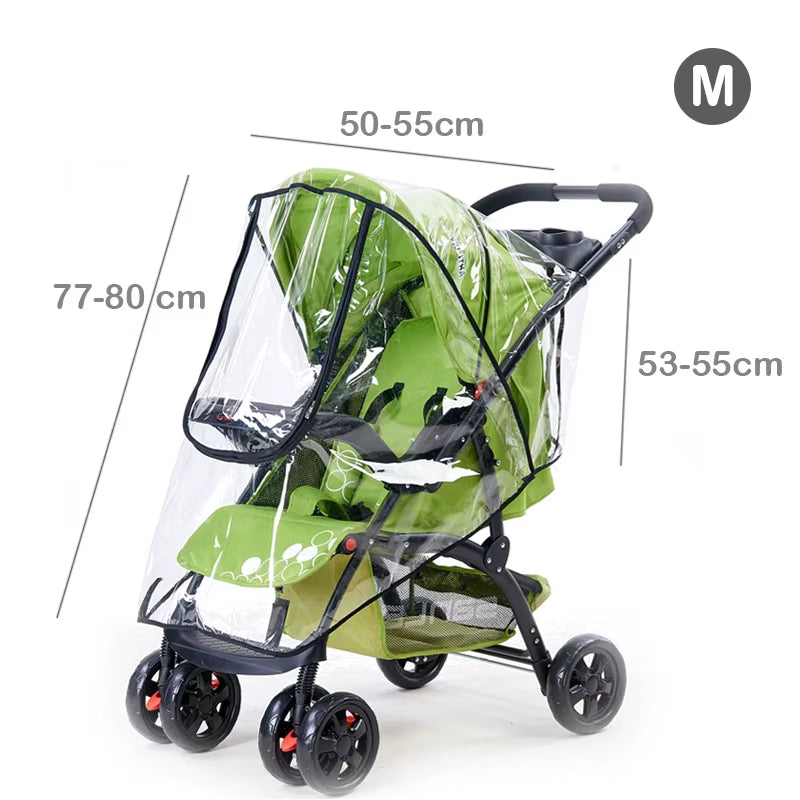 EVA Baby Stroller Accessories Waterproof Rain Cover Transparent Wind Dust Shield Zipper Open for Pushchairs Raincoat