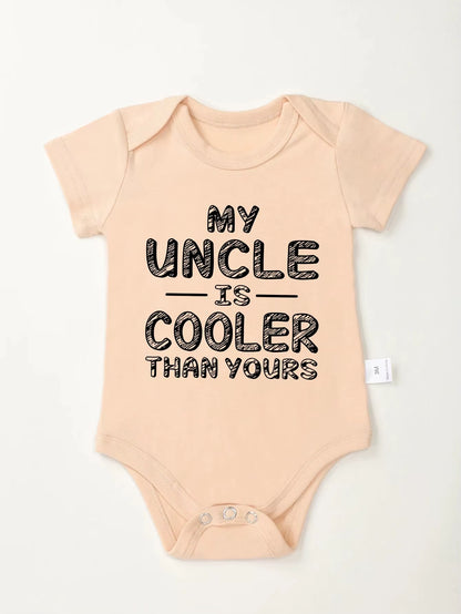 Cute Newborn Gift Cotton Baby Boys and Girls Clothes My Uncle Is Cooler than Yours Print Funny Infant Onesie Fashion Streetwear