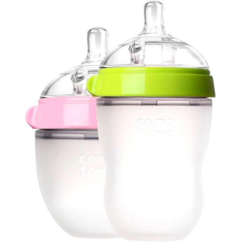 Silicone Baby Bottle Green/Pink 5 Oz and 8 Oz Baby Bottles 2 Pack BPA Free Feeding Bottle Children Kids