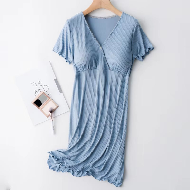 Modal Maternity Clothes Breastfeeding Nightgowns Nursing Sleepwear Hospital Loose Fitting Breast Feeding Pajamas Pregnancy Dress