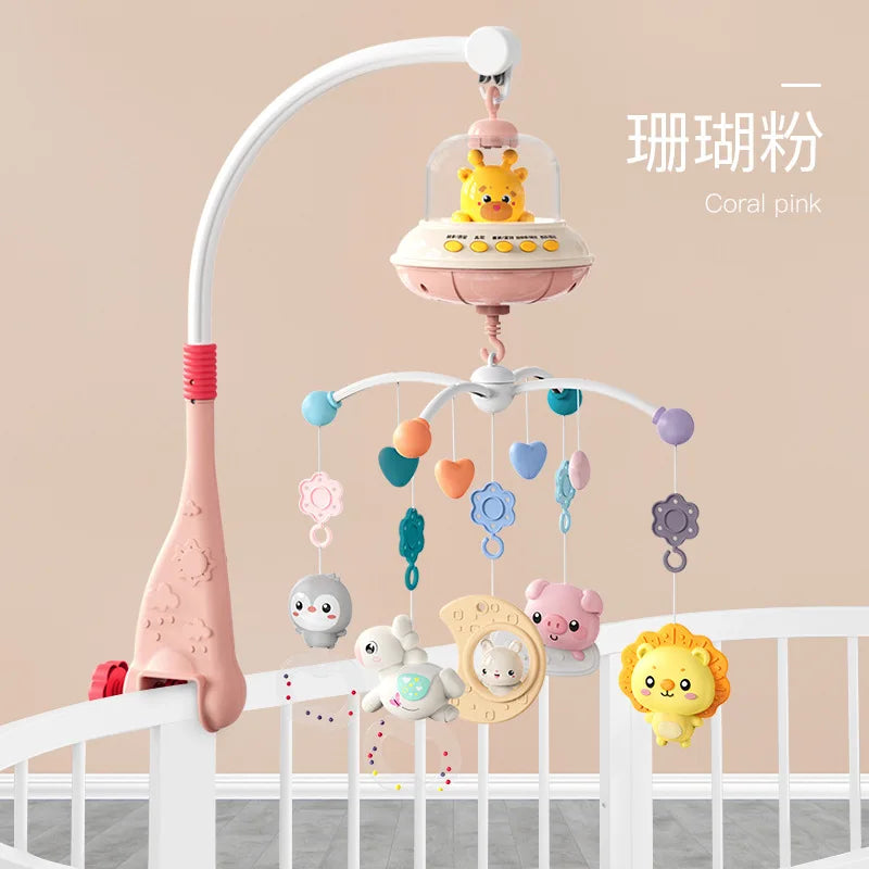Musical Baby Crib Mobile with Lights Teethers Music Projection for Infants Remote Control Crib Toys