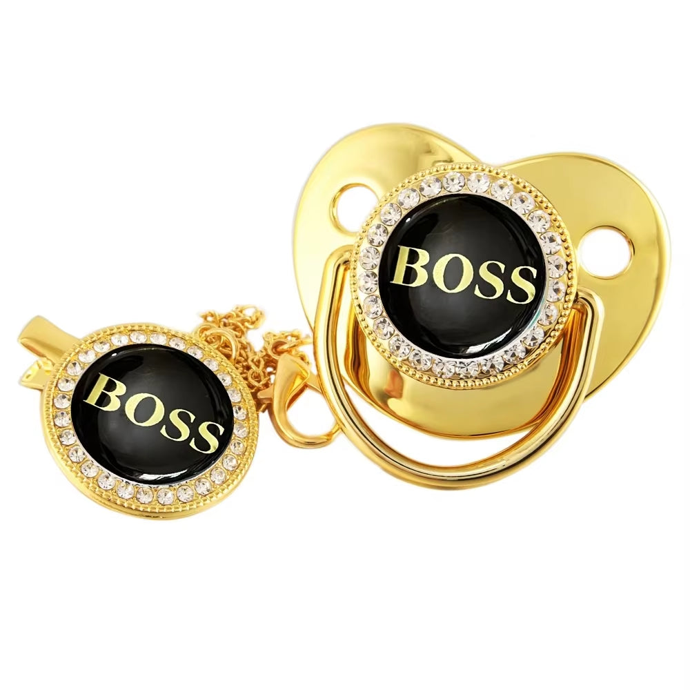 Baby Pacifier with Chain Clip Newborn BPA Free Luxury Bling Pacifier Silicone 