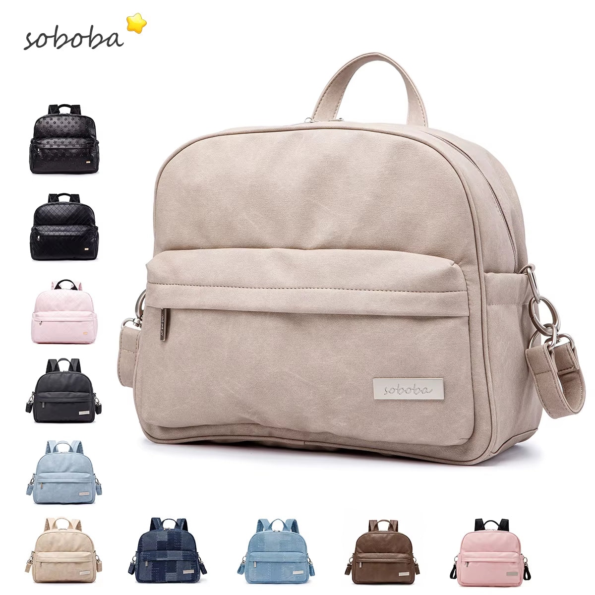 Fashion Diaper Bag for Newborn Baby Waterproof Light Weight Protable Mommy Diaper Backpack for Quick Outing Nappy Changing Bag