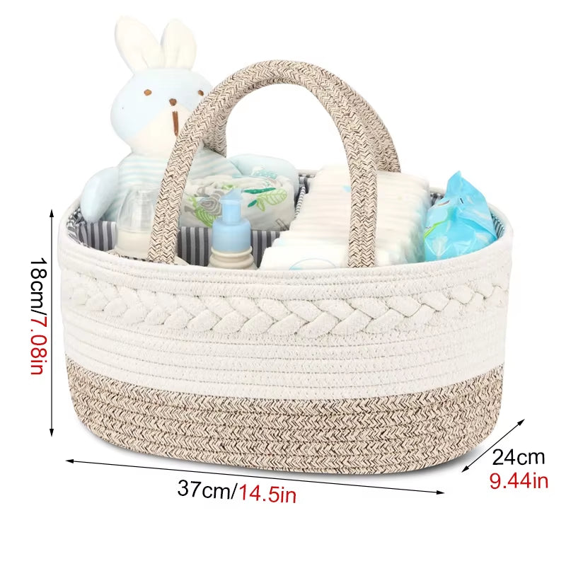 Maternity Baby Products Storage Basket Portable Baby Bottle Diaper Divided Compartment Storage Basket Cotton Thread Weaving