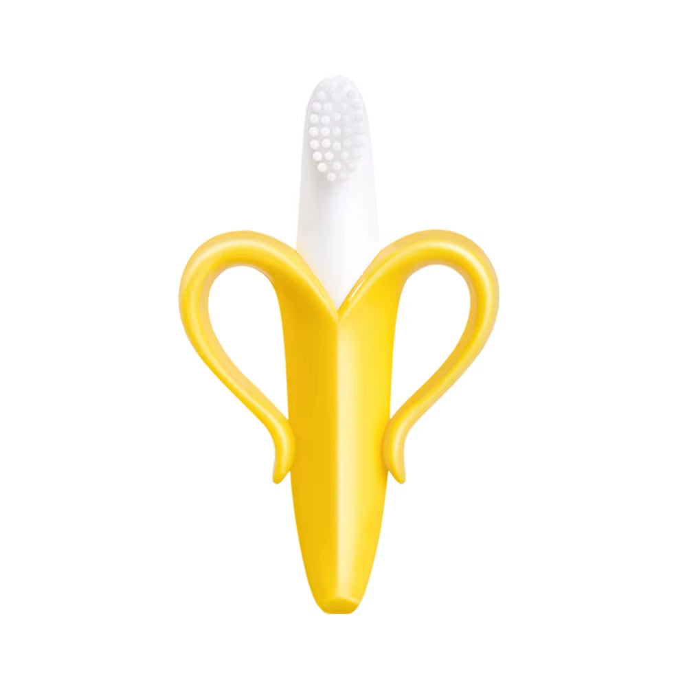 Banana Shape Safe Toddle Silicone Teether Training Toothbrush BPA Free 