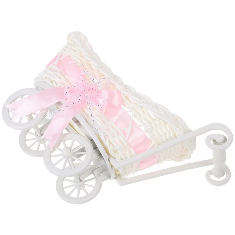 Basket Baby Cart Stroller Woven Decorations Mini Cutie Candy Wicker Storage Serving Toy Fruit