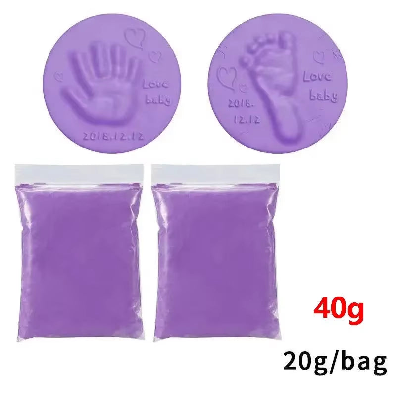 20/40G Baby DIY Hand and Footprint Soft Clay Fluffy Material, Baby Handprint Imprint and Foot Print Mud, Handprint Fingerprint