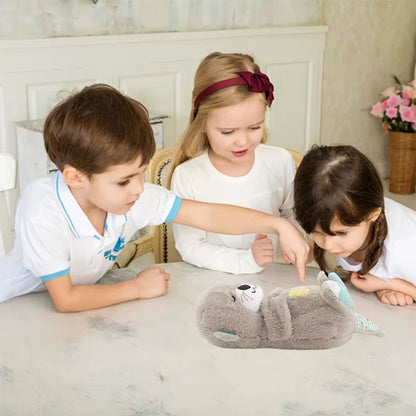 Baby Breath Baby Bear Soothes Otter Plush Toy Doll Toy Child Soothing Music Sleep Companion Sound and Light Doll Toy Gifts