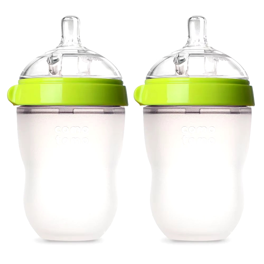 Silicone Baby Bottle Green/Pink 5 Oz and 8 Oz Baby Bottles 2 Pack BPA Free Feeding Bottle Children Kids