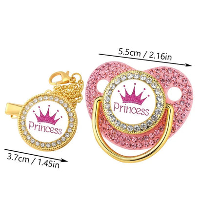 Luxury Crown Pacifier Clip Chain Set Baby Shower Gift Silicone Newborn Dummy Bpa Free Toddler Teether Zircon Baby Soother Nipple