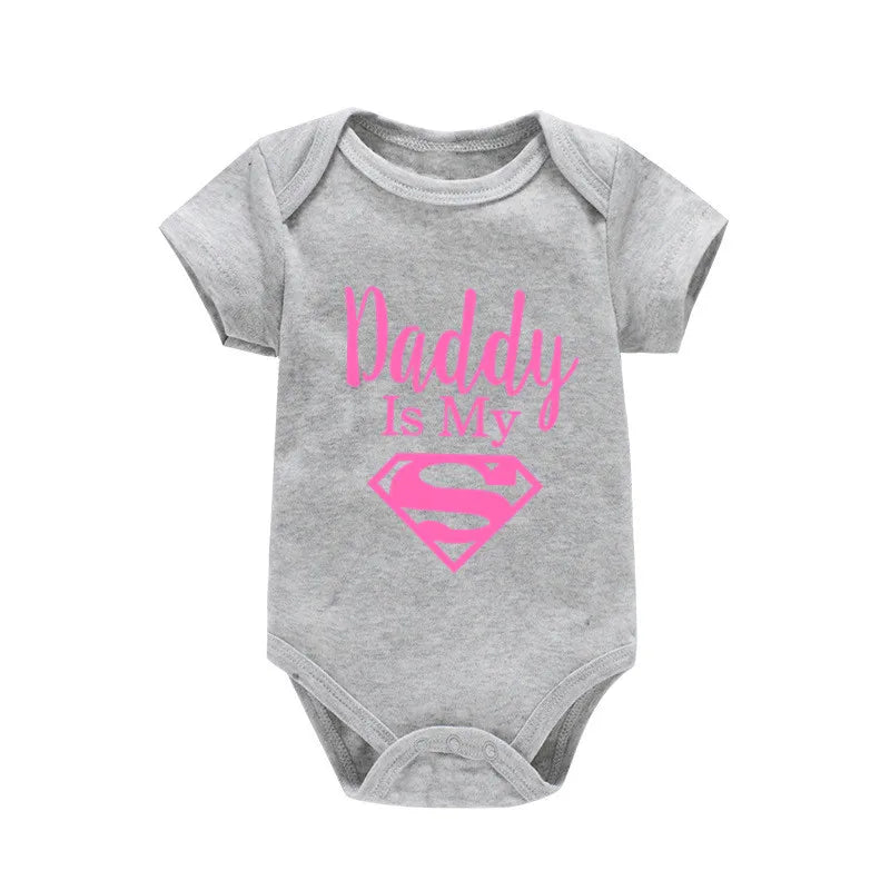 Baby Romper Newborn Baby Boys Girls Clothes Gold Daddy Is My Hero Funny Print Infant Baby Jumpsuit Cute Casual Baby Bodysuit