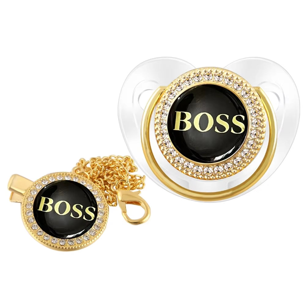 Baby Pacifier with Chain Clip Newborn BPA Free Luxury Bling Pacifier Silicone 