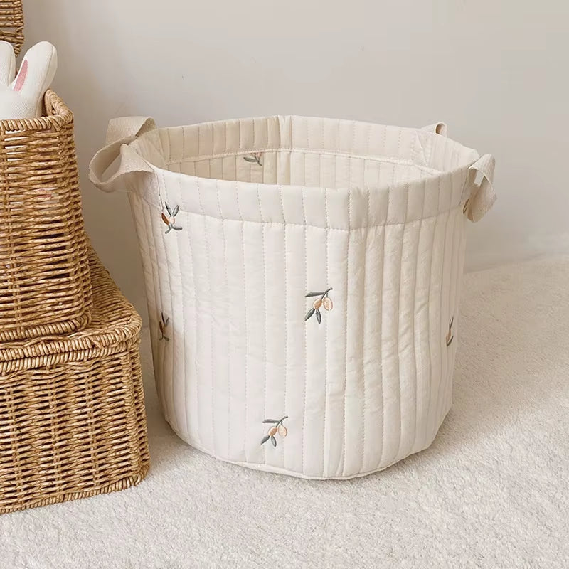 Storage Baskets, Bottles,Towels, Toys, Baby Clothes. Decorative Organizer Bins Tote Bag Handbag with Embroidery for Diapers