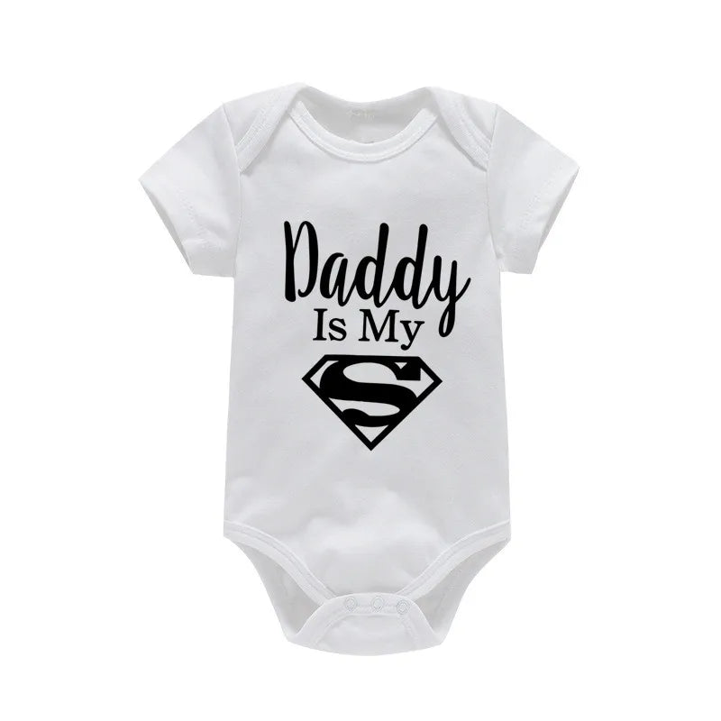 Baby Romper Newborn Baby Boys Girls Clothes Gold Daddy Is My Hero Funny Print Infant Baby Jumpsuit Cute Casual Baby Bodysuit