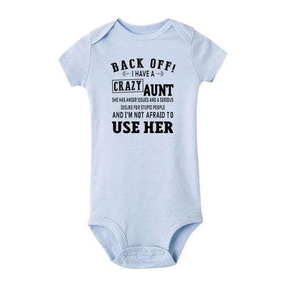 I Love My Crazy Aunt Printed Newborn Girl Infant Clothes Summer Baby Boy Girl Short Sleeve Bodysuit Love Aunt Best Present