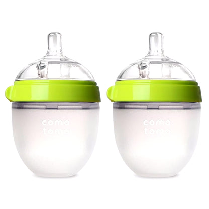 Silicone Baby Bottle Green/Pink 5 Oz and 8 Oz Baby Bottles 2 Pack BPA Free Feeding Bottle Children Kids