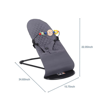 Angku Baby Rocking Chair Foldable Baby Swing Chair for 0-12 Months Three-Speed Height Adjustment Baby Bouncer with Toys