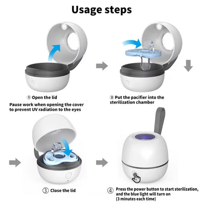 Portable Baby Pacifier Sterilizer Box Mini UV Light Sterilizer Box for Baby Pacifier, Bottle Nipples, Teethers Breast Pump