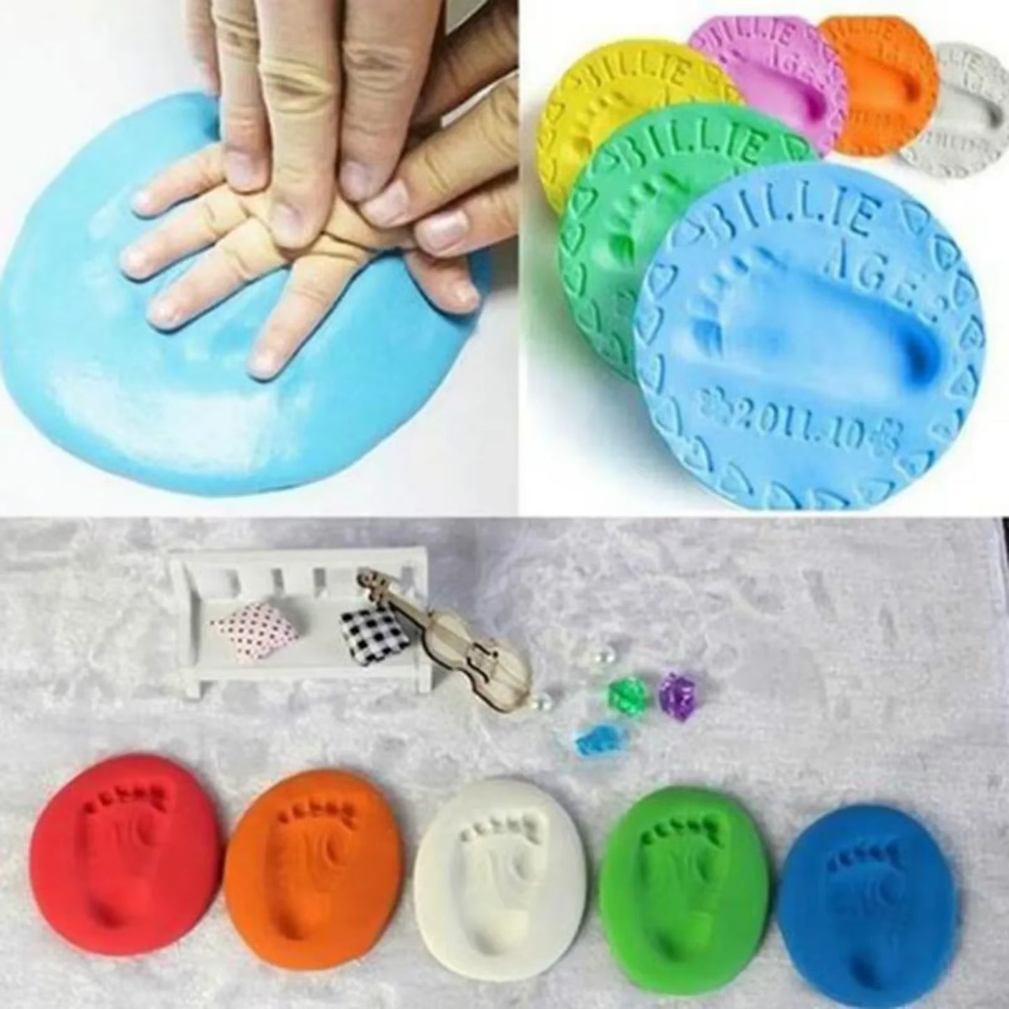 20/40G Baby DIY Hand and Footprint Soft Clay Fluffy Material, Baby Handprint Imprint and Foot Print Mud, Handprint Fingerprint