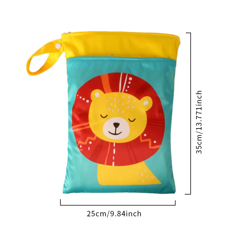 Babyshow 1PC Washable Wet Dry Bag Wetbag for Baby Diapers Nappies Waterproof Reusable Diaper Bag with Two Zippers 25Cmx35Cm