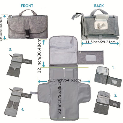 Portable Diaper Changing Pad for Newborn Baby Changing Pad with Smart Wipes Pocket Waterproof Travel Changing Kit