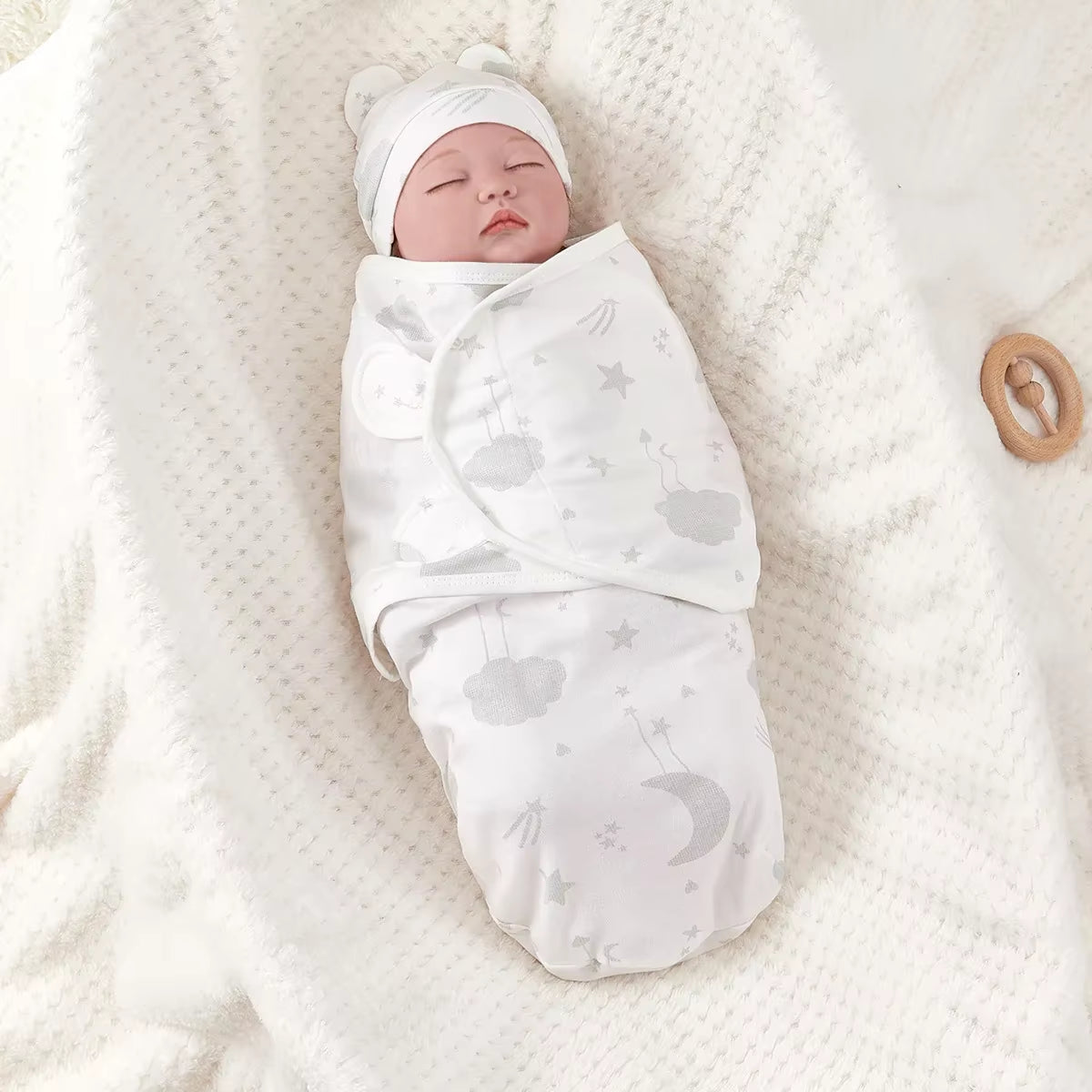 Baby Anti-Shock Swaddle Cotton Printed Wrap Spring/Summer Baby Wrap Two-Piece Baby Anti-Kick Blanket Suitable for 0-3 Months