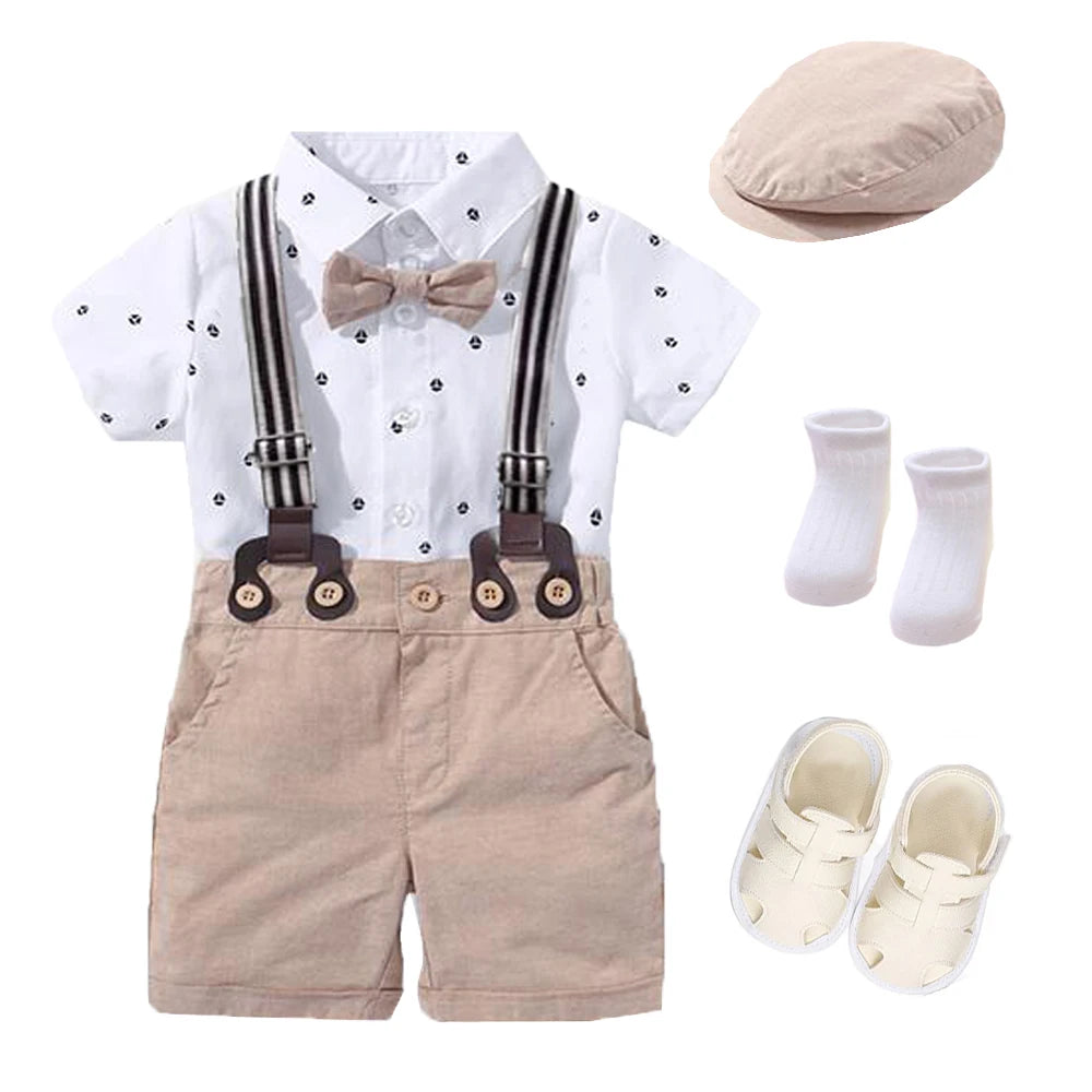 Baby Boy Clothing Suit Newborn Handsome Romper Bow Set