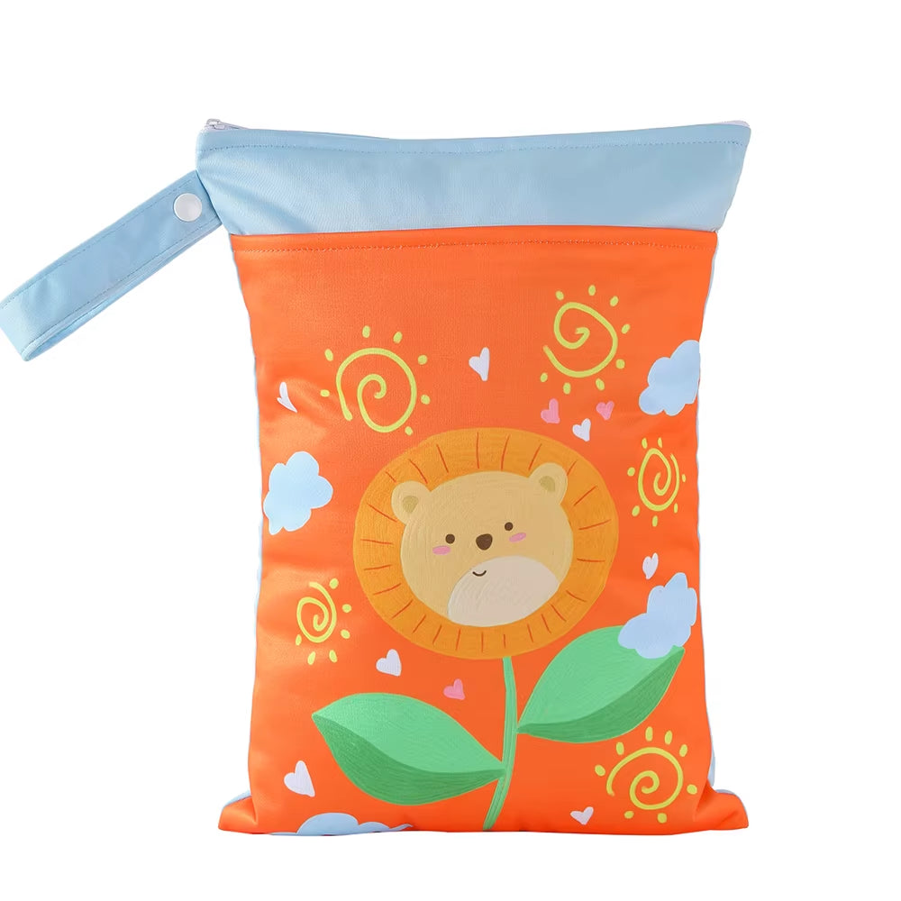 Babyshow 1PC Washable Wet Dry Bag Wetbag for Baby Diapers Nappies Waterproof Reusable Diaper Bag with Two Zippers 25Cmx35Cm